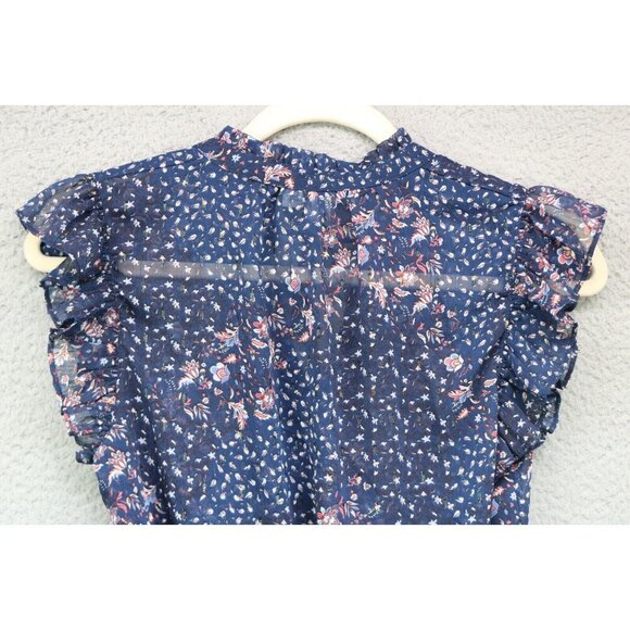 Joie Semi-Sheer Elastic Waist Top-Ruffle Sleeve-S/P-Metallics-Fairy-Cottagecore - Picture 12 of 12